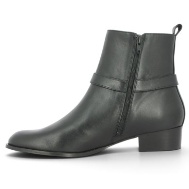 bottine femme cuir noir chic talon santiag 42, 43, 44, 45, vue intérieure
