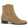 bottine santiag femme 42, 43, 44, 45, croute de cuir camel Shoesissime, vue coté