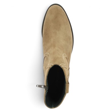 bottine santiag femme grande pointure croute de cuir camel Shoesissime, vue dessus