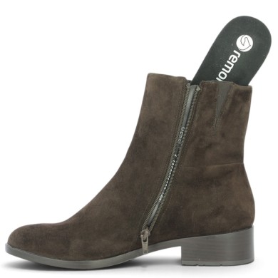 Bottines plate semelle amovible Remonte velours marron 42, 43, 44, 45, vue détails