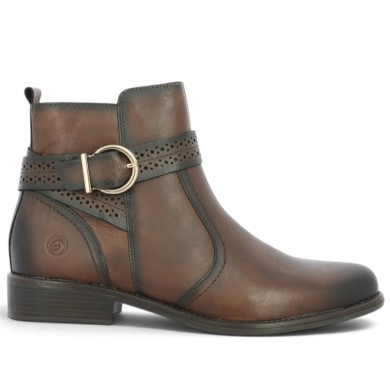 D0F81-22 Bottine Remonte cuir marron boucle dorée grande taille Shoesissime, vue coté
