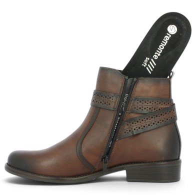 D0F81-22 Boots Remonte femme cuir marron boucle semelle amovible, vue détails