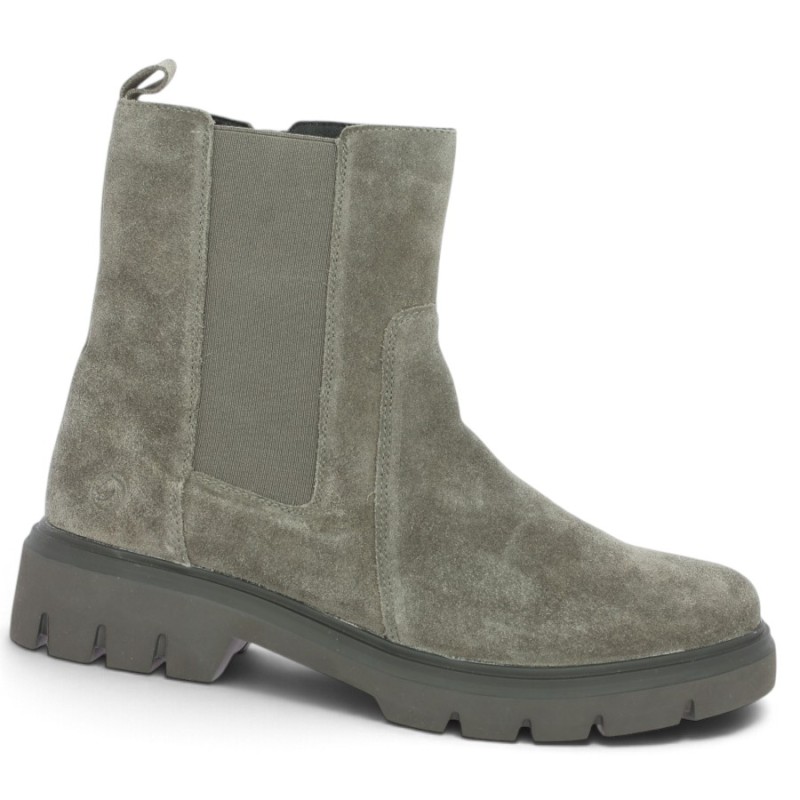 D1W81-45 Boots semelle épaisse gris-taupe femme 42, 43, 44, 45 Shoesissime, vue profil