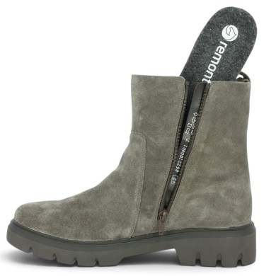 Boots femme 42, 43, 44 45 semelle amovible velours gris taupe Shoesissime, vue détails