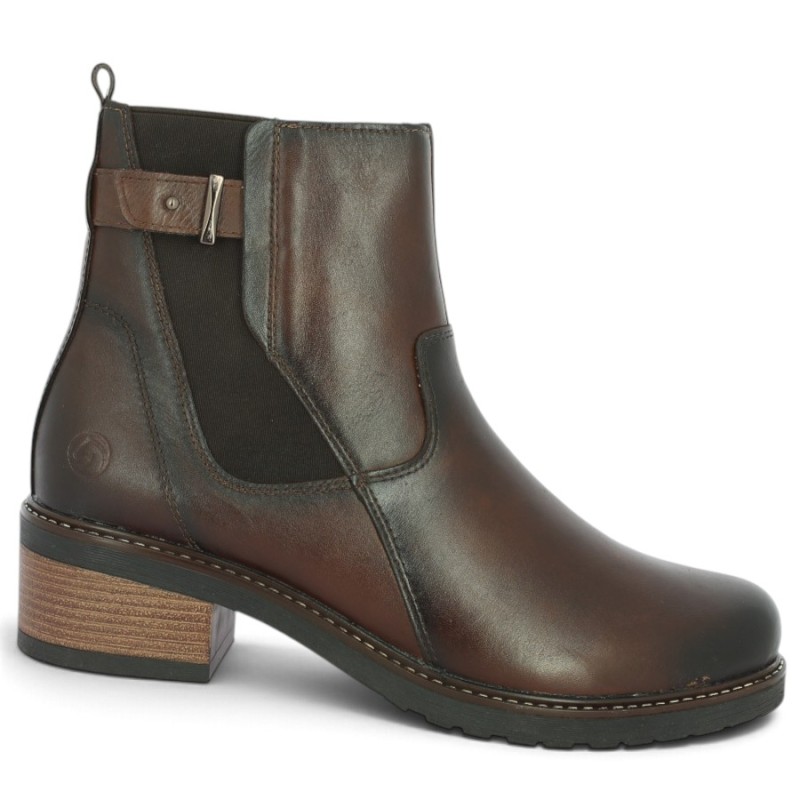 D1A82-22 Bottine marron Remonte petit talon femme 42, 43, 44, 45 Shoesissime, vue profil
