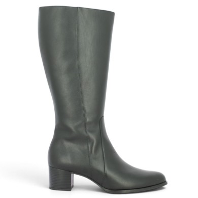 Botte cuir noir grande pointure femme mollet large Shoesissime, vue coté