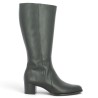 Botte cuir noir grande pointure femme mollet large Shoesissime, vue coté