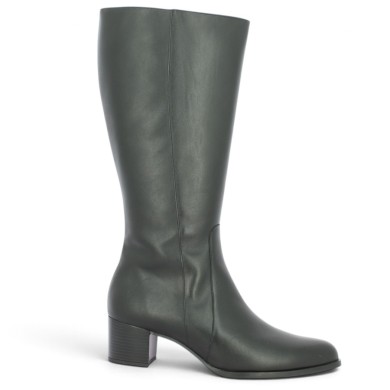 Botte cuir noir grande taille femme mollet large Shoesissime, vue profil