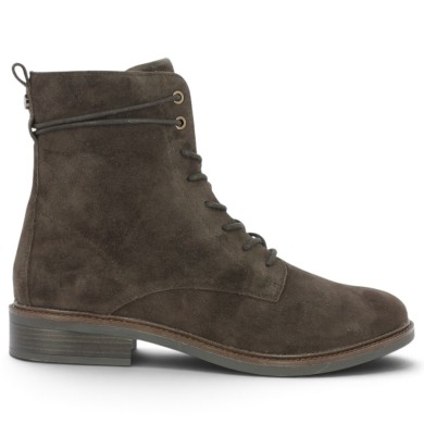 Chris - D2W80-25 Women's Brown Velvet Lace-Up Ankle Boots - Remonte Boots in Large Sizes - Shoesissime