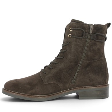 Chris - D2W80-25 Women's Brown Velvet Lace-Up Ankle Boots - Remonte Boots in Large Sizes - Shoesissime
