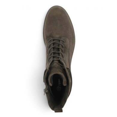 D2W80-25 Boots plates à lacets velours marron foncé femme grande pointure Shoesissime, vue dessus