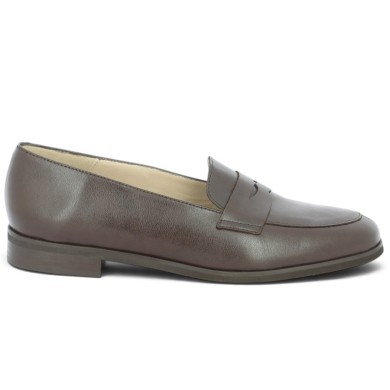 mocassin cuir marron femme grande taille Shoesissime, vue coté