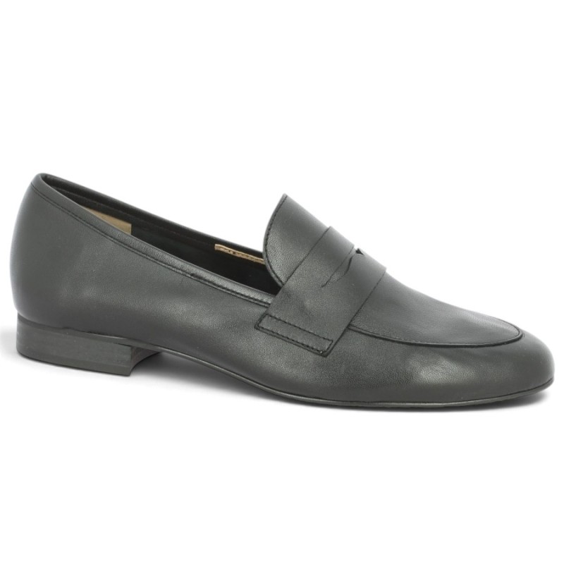 Mocassin femme cuir noir souple 42, 43, 44, 45 Shoesissime, vue profil
