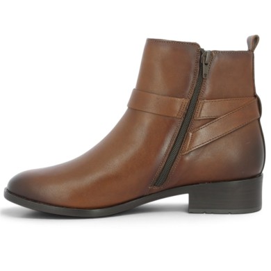 Nicole - D3U72-22 Camel Leather Ankle-Strap Ankle Boots, Comfort Fit - Remonte Women's Ankle Boots, Plus Sizes - Shoesissime