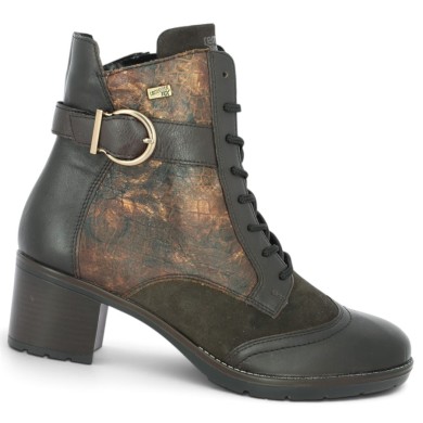D2A77-25 Bottine à talon marron fantaisie femme 42, 43, 44, 45 Shoesissime, vue profil