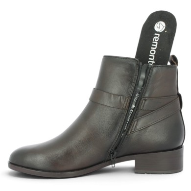 Bottine femme semelle amovible grande taille cuir marron Remonte, vue détails