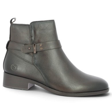 D3U72-25 Bottine cuir marron femme grande taille Remonte Shoesissime, vue profil