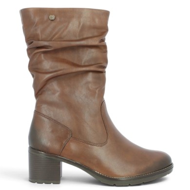 Betanie - D2A79-22 Camel-colored high-top boots with pleated uppers - Ankle boots in large sizes - Shoesissime