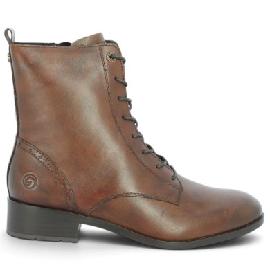 D3U71-22 Bottine plate marron clair à lacets Remonte 42, 43, 44, 45 femme Shoesissime, vue coté