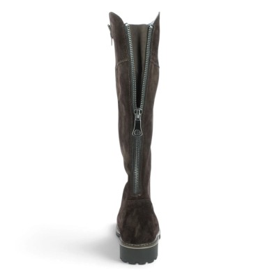 R6581-25 Botte grande pointure femme plate velours marron foncé femme Shoesissime, vue arrière