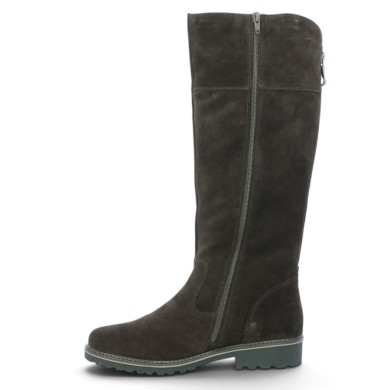 Botte plate femme grande pointure cuir velours marron semelle amovible, vue intérieure