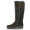 Botte plate femme grande pointure cuir velours marron semelle amovible, vue intérieure
