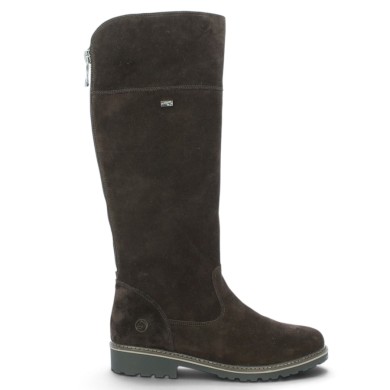 R6581-25 Botte plate velours marron foncé femme 42, 43, 44, 45 Shoesissime, vue coté