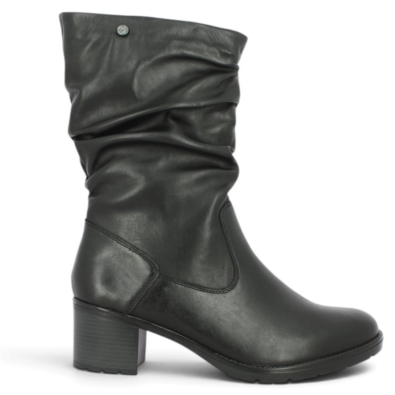 Betanie - D2A79-00 Black High-Top Ankle Boots with Pleated Upper - Ankle Boots, Sizes 42, 43, 44, 45 - Shoesissime
