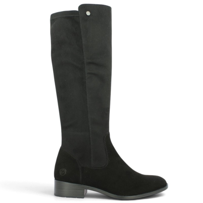 Agatha - D3U70-00 Women's Black Velvet Flat Boots - Size Conversion: 42, 43, 44, 45 - Shoesissime