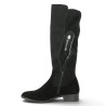 Agatha - D3U70-00 Women's Black Velvet Flat Boots - Size Conversion: 42, 43, 44, 45 - Shoesissime