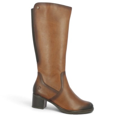 D2A78-24 Botte à talon Remonte 42, 43, 44, 45 confort cuir camel, vue profil