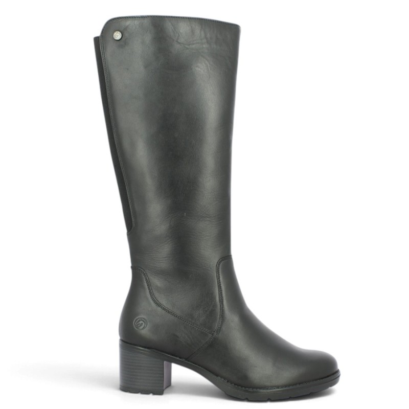 Botte noire petit talon confortable Remonte D2A78-00 42, 43, 44, 45 Shoesissime, vue profil
