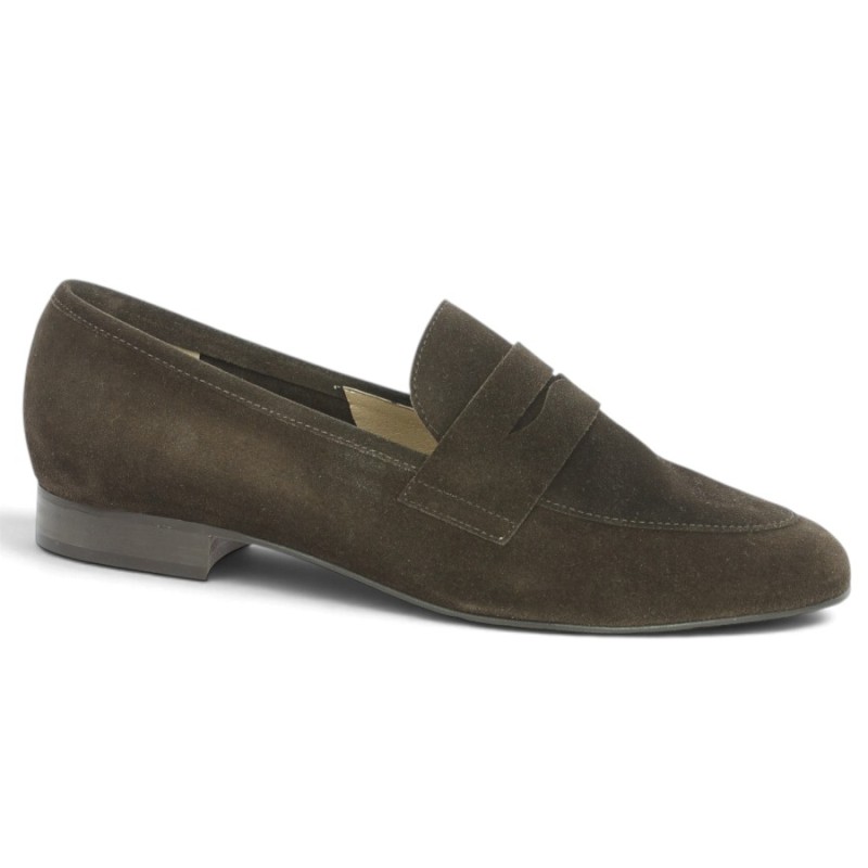 Eloise - Brown Nubuck Loafers in Large Sizes - Women's Loafers Sizes 42, 43, 44, 45 - Shoesissime  