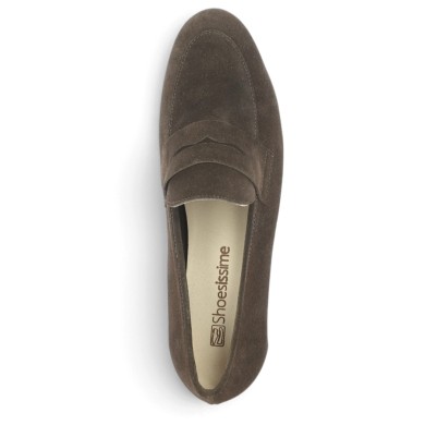 Mocassin grande pointure velours marron femme Shoesissime, vue coté