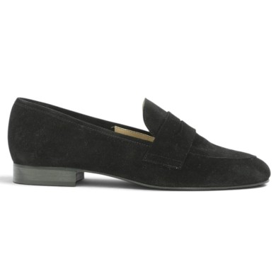 Mocassin femme velours noir 42, 43, 44, 45 souple Shoesissime, vue coté