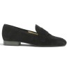 Mocassin femme velours noir 42, 43, 44, 45 souple Shoesissime, vue coté
