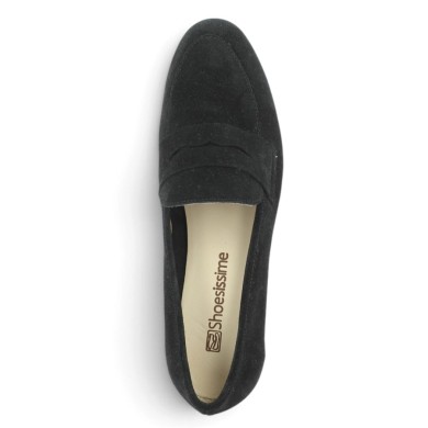 Mocassin femme grande pointure velours noir souple Shoesissime, vue dessus