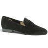 Mocassin femme grande taille velours noir souple Shoesissime, vue profil