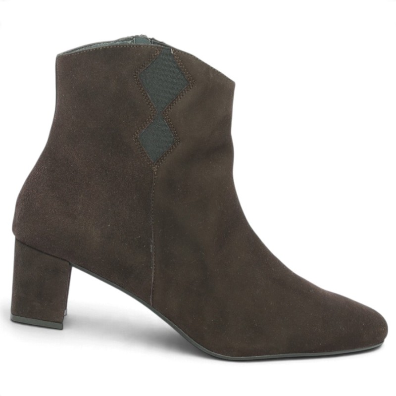 bottine talon velours marron 42, 43, 44, 45 Shoesissime, vue profil