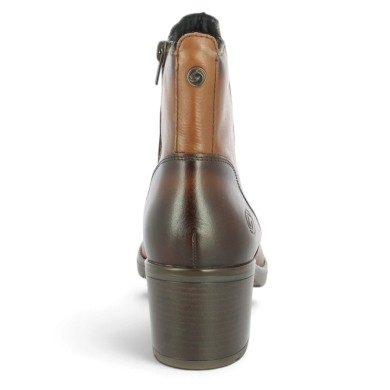Bottine femme grande taille talon confort cuir camel Shoesissime, vue arrière