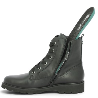 Paule - D3S71-00 Bottines à lacets plate cuir noir femme - Boots lacets Remonte grande taille - Shoesissime