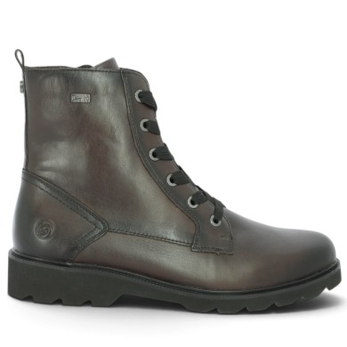 Paule - D3S71-25 Women's Black Leather Flat Boots - Ankle Boots, Sizes 42, 43, 44, 45 - Shoesissime