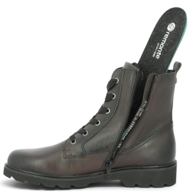 Paule - D3S71-25 Women's Black Leather Flat Boots - Ankle Boots, Sizes 42, 43, 44, 45 - Shoesissime