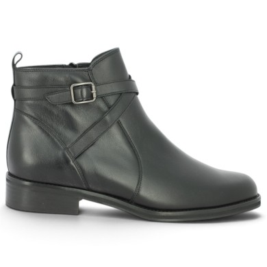 Bottine cavalière femme 42, 43, 44, 45 cuir noir Shoesissime, vue coté