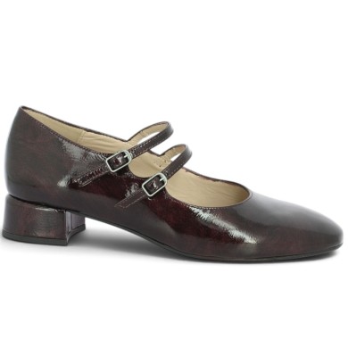 Malika - Burgundy strappy pumps with a low heel - Trendy shoes in sizes 42, 43, 44, 45 - Shoesissime