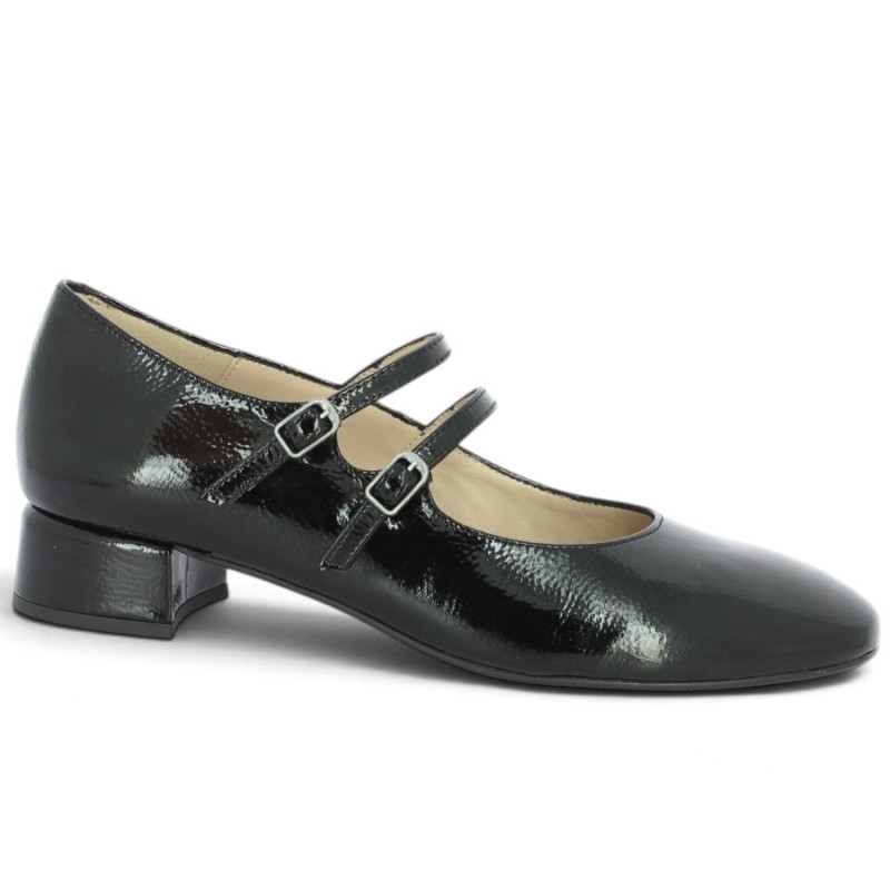 Babies à brides grande pointure 42, 43, 44, 45 femme vernis noir Shoesissime, vue profil