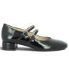 Babies à brides grande taille 42, 43, 44, 45 femme vernis noir Shoesissime, vue coté