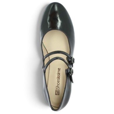 Malika - Black patent leather strappy baby shoes - Women's plus-size shoes - Shoesissime