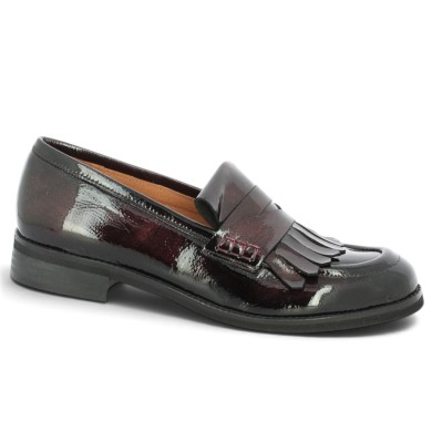 mocassin femme grande taille vernis bordeaux Shoesissime, vue profil