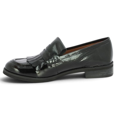 Patty - Black Patent Leather Fringed Loafers - Women's Loafers in Large Sizes - Shoesissime